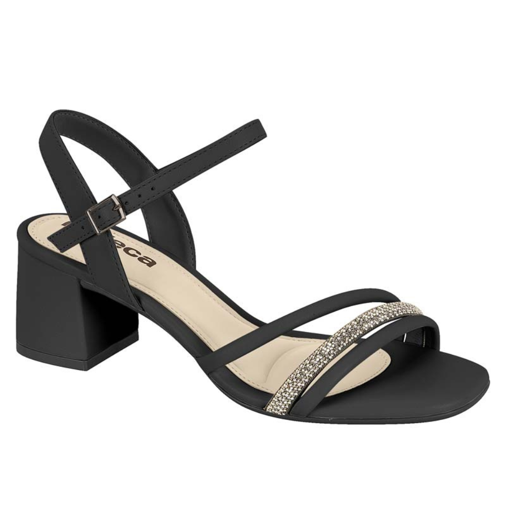 Sandália Feminina Salto Baixo Strass Moleca