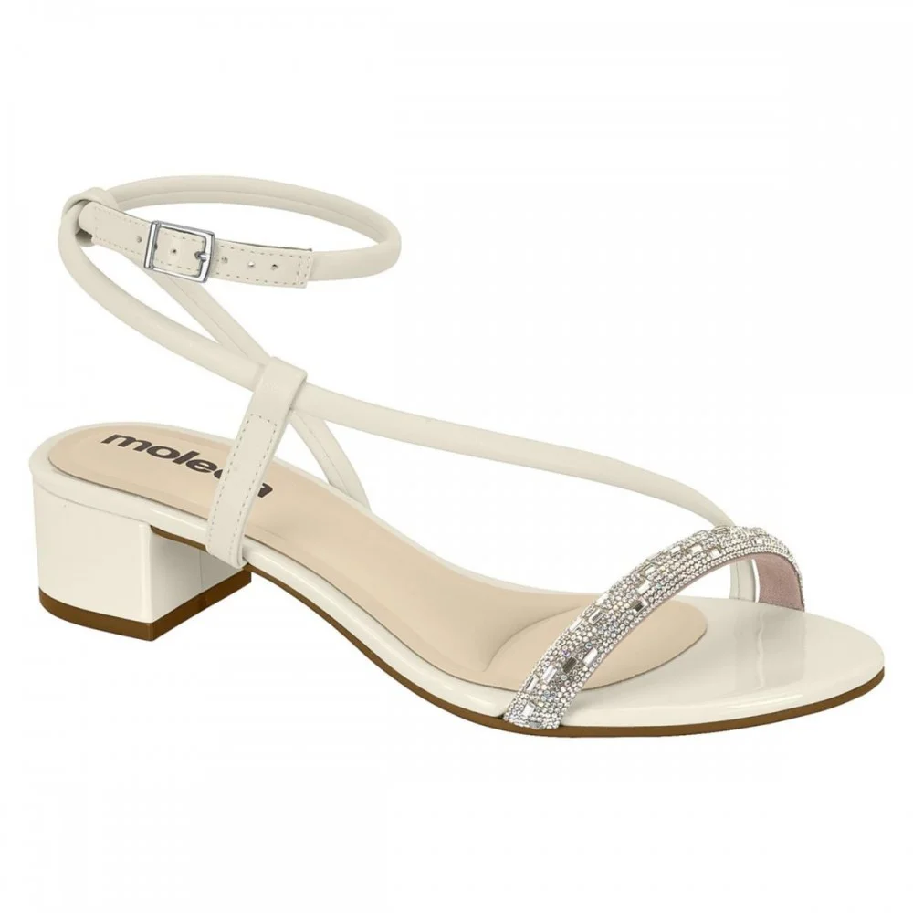 Sandália Salto Bloco Com Brilho Moleca