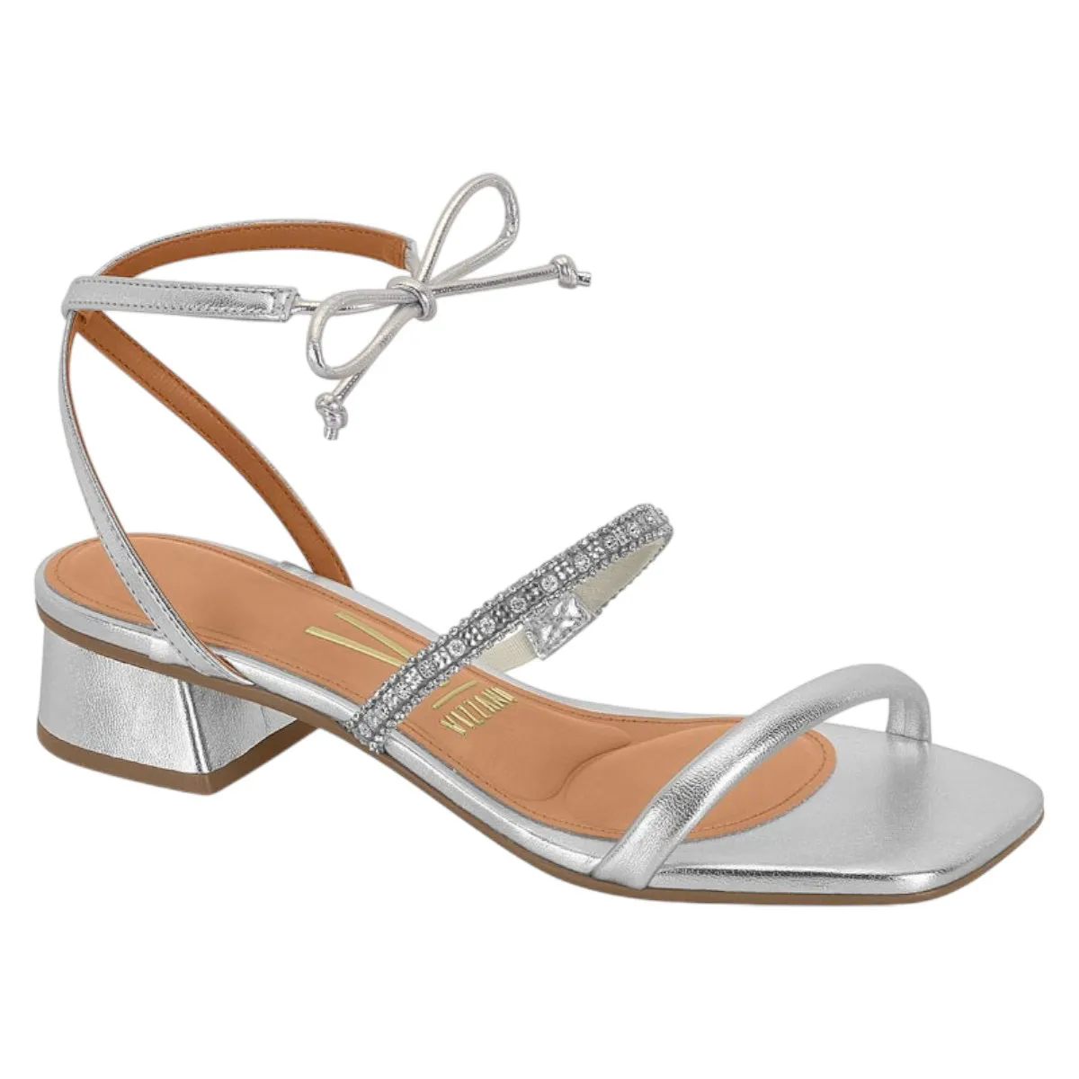 Sandália Feminina Metalizada Tira Amarração Vizzano