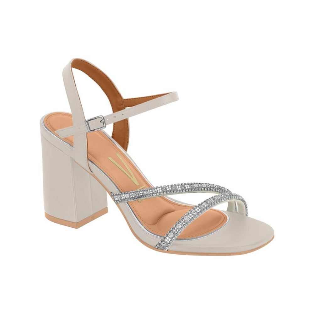 Sandália Bloco Tiras Pedraria Vizzano