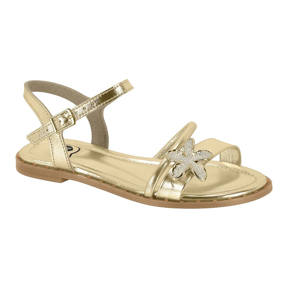 Rasteira Infantil Feminina Flor Gold Molekinha