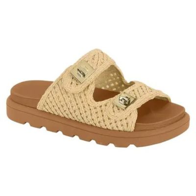 Sandália Papete Feminina Trançado Fivela VIZZANO