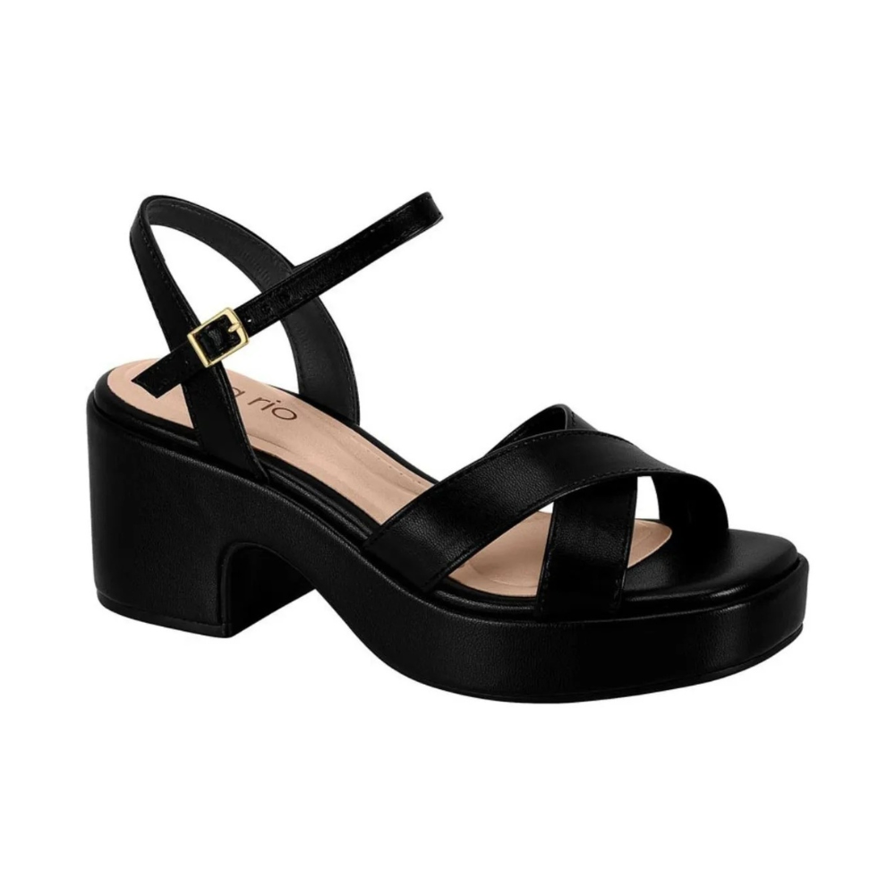 Sandália Anabela Tira Cruzada Beira Rio