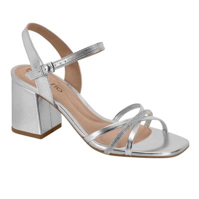 Salto Bloco Feminino Metalizada Tira Strass Beira Rio