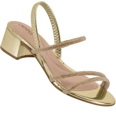 Sandália Feminina Salto Bloco Tira Brilho Beira Rio